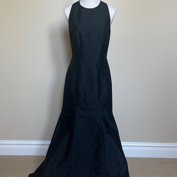 ALFRED SUNG Elegant Black Tie/Formal Black Sleeveless Open Back With Bow Dress - Picture 1 of 7